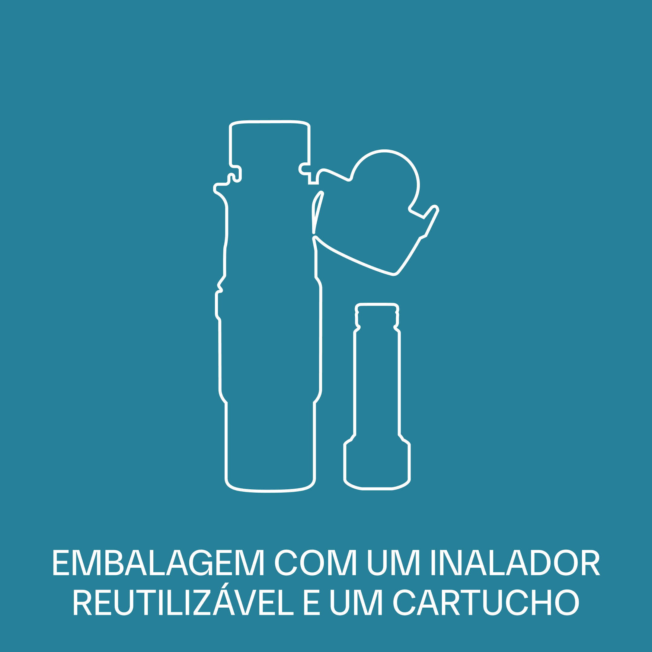 EMBALAGEM COM UM INALADOR REUTILIZÁVEL E UM CARTUCHO